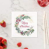 Serviette En Papier Gold Line Art et Red Berries Noël (En situation)