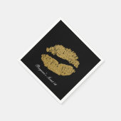 Serviette En Papier Gold Lips Faux Sparkle Kiss Beauty Makeup Party (Coin)