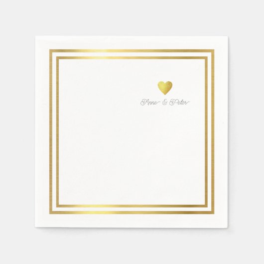 Serviette En Papier Gold Love Coeur personnalisées serviettes (Devant)