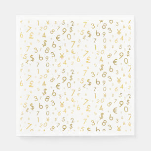 Serviette En Papier Gold Luxury Numéros & Devise Symboles Motif