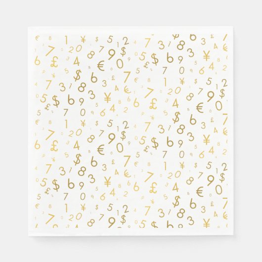 Serviette En Papier Gold Luxury Numéros & Devise Symboles Motif (Devant)