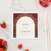 Serviette En Papier Gold Mandala Mariage indien rouge (En situation)