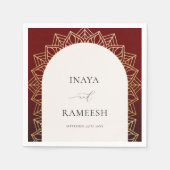 Serviette En Papier Gold Mandala Mariage indien rouge (Devant)