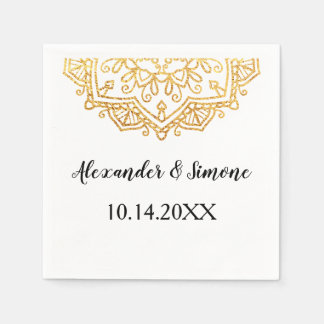 Serviette En Papier Gold Mandala Wedding Party Cocktail Napkin