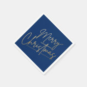 Serviette En Papier Gold Merry Christmas on Blue Napkins (Coin)