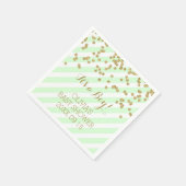 Serviette En Papier Gold Mint Green Confetti Stripes Baby shower (Coin)