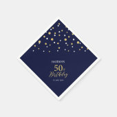 Serviette En Papier Gold moderne & Navy Blue 50e fête d'anniversaire (Coin)