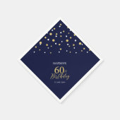 Serviette En Papier Gold moderne & Navy Blue 60e fête d'anniversaire (Coin)