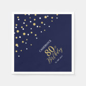 Serviette En Papier Gold moderne & Navy Blue 80th Birthday Party (Devant)