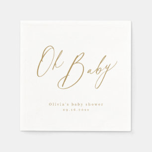 Serviette En Papier Gold moderne oh script bébé minimaliste spectacle