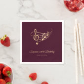 Serviette En Papier Gold Music Notes Élégant Script Anniversaire (En situation)