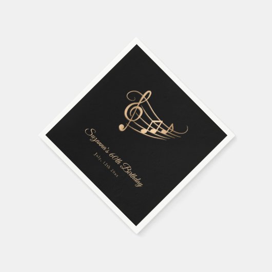 Serviette En Papier Gold Music Notes Élégant Script Anniversaire (Coin)