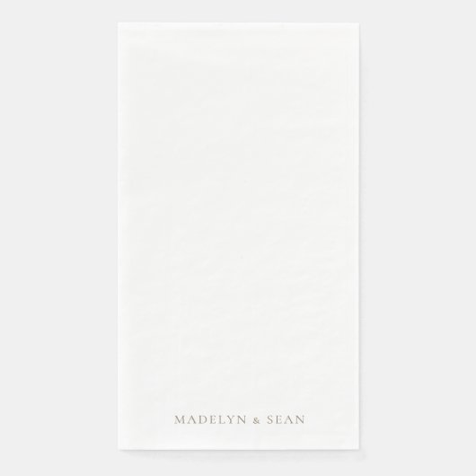 Serviette En Papier Gold Names Simple & Elegant White Wedding II (Devant)