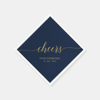Gold & Navy Bleu Élégant Stylish Lettering