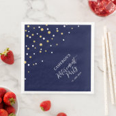Serviette En Papier Gold & Navy Blue Chic Confetti Retraite Party (En situation)