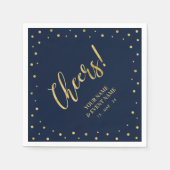 Serviette En Papier Gold & Navy Elegant Classic Soirée d'anniversaire (Devant)