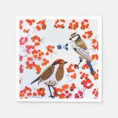 Serviette En Papier Gold Noël Oiseaux d'hiver Holly Berries Branches (Devant)