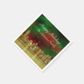 Serviette En Papier Gold NYC Skyline #1 Christmas Red Green Starry (Coin)