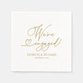 Serviette En Papier Gold On s'engage Engagement Party Napkins (Devant)