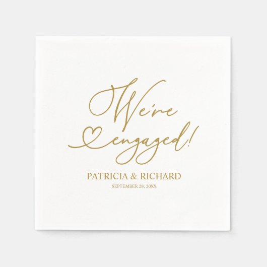 Serviette En Papier Gold On s'engage Engagement Party Napkins (Devant)