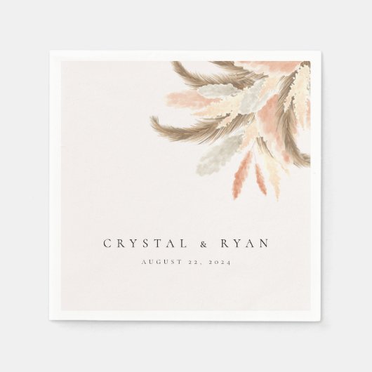 Serviette En Papier Gold Pampas Grass Mariage papier invité C100 (Devant)