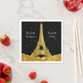 Serviette En Papier Gold Paris Skyline #2 Black Starry Sweet 16 SQ (En situation)