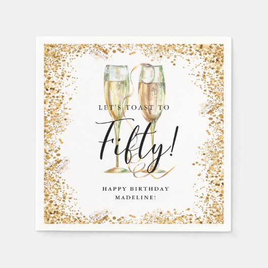 Serviette En Papier Gold Parties scintillant 50e fête d'anniversaire (Devant)