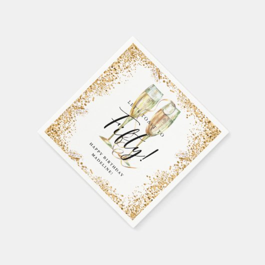Serviette En Papier Gold Parties scintillant 50e fête d'anniversaire (Coin)