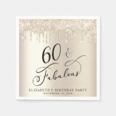 Serviette En Papier Gold Parties scintillant 60e fête d'anniversaire (Devant)