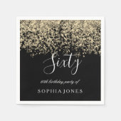 Serviette En Papier Gold Parties scintillant Confetti Black 60e annive (Devant)
