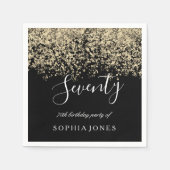Serviette En Papier Gold Parties scintillant Confetti Black 70e annive (Devant)