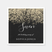 Serviette En Papier Gold Parties scintillant Confetti Black 7e anniver (Devant)