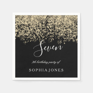 Serviette En Papier Gold Parties scintillant Confetti Black 7e anniver