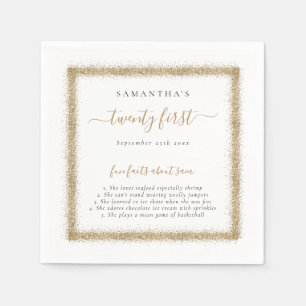 Serviette En Papier Gold Parties scintillant Fun Facts Nom Date 21ème