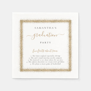 Serviette En Papier Gold Parties scintillant Fun Facts Nom Graduation 