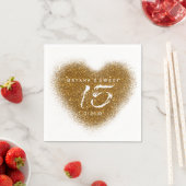 Serviette En Papier Gold Parties scintillant Heart 15 Quinceincera Par (En situation)