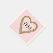 Serviette En Papier Gold Parties scintillant Heart XOXO (Coin)