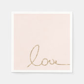 Serviette En Papier Gold Parties scintillant Love Pink Shell (Devant)