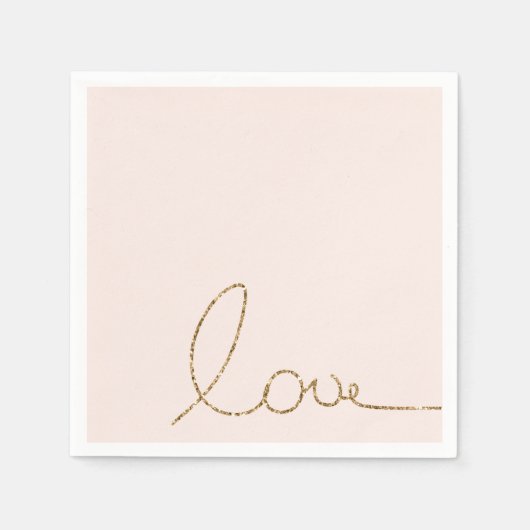 Serviette En Papier Gold Parties scintillant Love Pink Shell (Devant)
