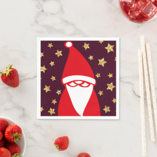 Serviette En Papier Gold Parties scintillant Père Noël Starry Night