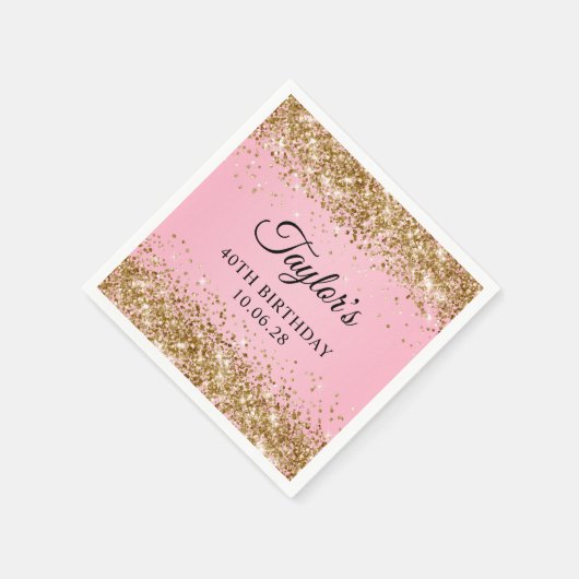 Serviette En Papier Gold Parties scintillant rose Ombre 40e anniversai (Coin)