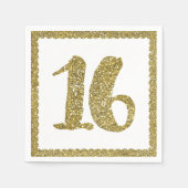 Serviette En Papier Gold Parties scintillant Sweet 16 16E fête d'anniv (Devant)