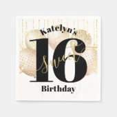 Serviette En Papier Gold Parties scintillant Sweet 16 Ballons d'annive (Devant)