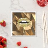 Serviette En Papier Gold Party Luxury Glam Parties scintillant Lèvres  (En situation)