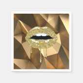 Serviette En Papier Gold Party Luxury Glam Parties scintillant Lèvres  (Devant)