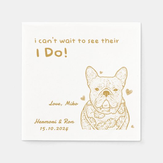 Serviette En Papier Gold Personnalisé Chien Personnalisé Simple Mariag (Devant)