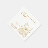 Serviette En Papier Gold Personnalisé Chien Personnalisé Simple Mariag (Coin)