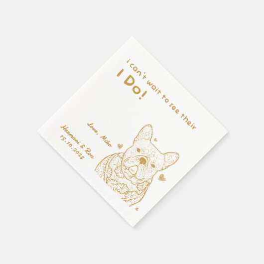 Serviette En Papier Gold Personnalisé Chien Personnalisé Simple Mariag (Coin)