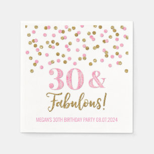 Serviette En Papier Gold Pink Confetti 30 & Fabuleux