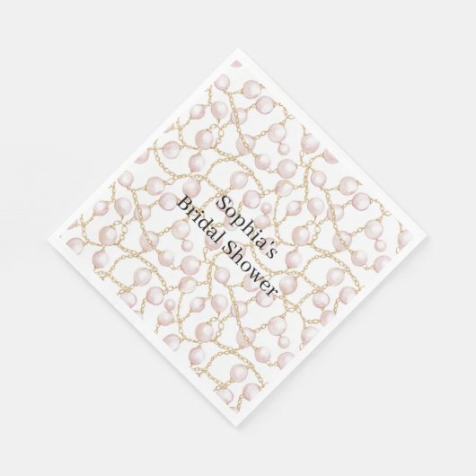 Serviette En Papier Gold Pink Glam Pearls Bridal Shower (Coin)